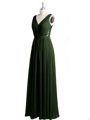 Col En V Mousseline Robes Avec Dentelle Dos Olive Verte Grande Taille