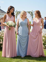 Col En V Mousseline Robes Avec Dentelle Dos Bleu Ciel