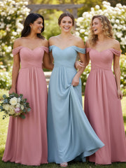 Robes Demoiselle d'honneure Hors de l'épaule Empire Sauge Poudrée