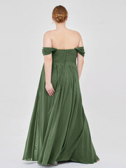 Robes Demoiselle d'honneure Hors de l'épaule Empire Olive Verte Grande Taille