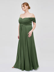 Robes Demoiselle d'honneure Hors de l'épaule Empire Olive Verte Grande Taille