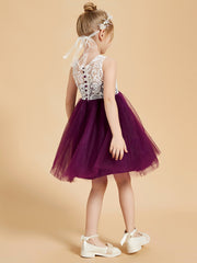 Robes de Fille Elégantes Sans Manches en Dentelle et Tulle