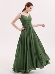 Empire Robe Demoiselle d'honneur avec Spaghetti Bretelle Olive Verte Grande Taille