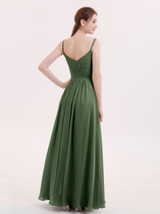 Empire Robe Demoiselle d'honneur avec Spaghetti Bretelle Olive Verte Grande Taille