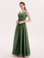 Empire Robe Demoiselle d'honneur avec Spaghetti Bretelle Olive Verte Grande Taille