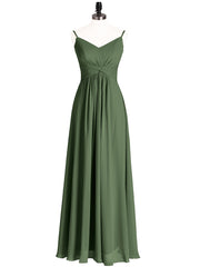Empire Robe Demoiselle d'honneur avec Spaghetti Bretelle Olive Verte