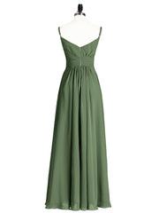 Empire Robe Demoiselle d'honneur avec Spaghetti Bretelle Olive Verte