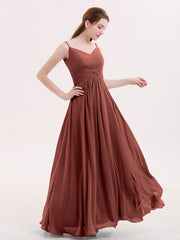 Empire Robe Demoiselle d'honneur avec Spaghetti Bretelle terracotta Grande Taille