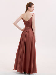 Empire Robe Demoiselle d'honneur avec Spaghetti Bretelle terracotta Grande Taille