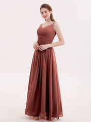 Empire Robe Demoiselle d'honneur avec Spaghetti Bretelle terracotta Grande Taille