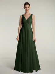 Illusion Col En V Tulle Robes Longues Olive Verte Grande Taille