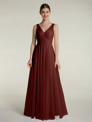 Illusion Col En V Tulle Robes Longues terracotta