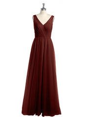 Illusion Col En V Tulle Robes Longues terracotta Grande Taille