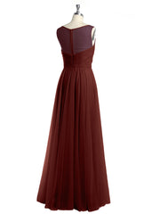 Illusion Col En V Tulle Robes Longues terracotta Grande Taille