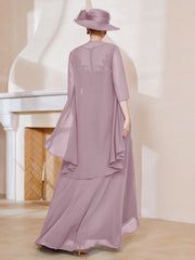 Robe en Mousseline à Col Illusion avec Veste Dusk