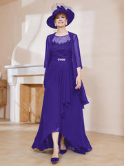 Robe en Mousseline à Col Illusion avec Veste Régence