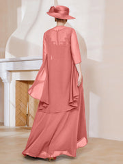 Robe en Mousseline à Col Illusion avec Veste Crépuscule Grande Taille