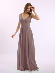 Spaghetti Bretelle Col En V Mousseline Tenues Avec Poche Dusk