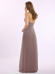 Spaghetti Bretelle Col En V Mousseline Tenues Avec Poche Dusk