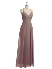 Spaghetti Bretelle Col En V Mousseline Tenues Avec Poche Dusk