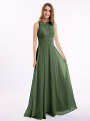 Dentelle Profond Col En V Et Dos Mousseline Robes Longues Olive Verte Grande Taille
