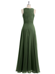 Dentelle Profond Col En V Et Dos Mousseline Robes Longues Olive Verte Grande Taille