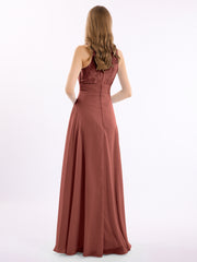 Dentelle Profond Col En V Et Dos Mousseline Robes Longues terracotta Grande Taille