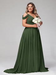 Profond Col en V Sexy Mousseline Robe avec Fente Olive Verte Grande Taille