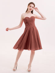 Col en Cœur Longueur de Genou Mousseline Robe Demoiselle d'honneur terracotta Grande Taille