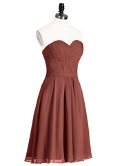 Col en Cœur Longueur de Genou Mousseline Robe Demoiselle d'honneur terracotta Grande Taille