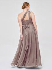 Une Épaule Florale Mousseline Robes Avec Poche Dusk