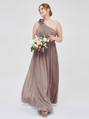 Une Épaule Florale Mousseline Robes Avec Poche Dusk