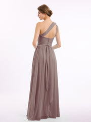 Une Épaule Florale Mousseline Robes Avec Poche Dusk