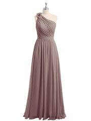 Une Épaule Florale Mousseline Robes Avec Poche Dusk