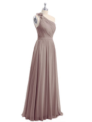 Une Épaule Florale Mousseline Robes Avec Poche Dusk