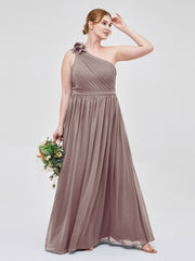 Une Épaule Florale Mousseline Robes Avec Poche Dusk