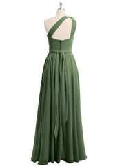 Une Épaule Florale Mousseline Robes Avec Poche Olive Verte Grande Taille