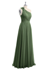 Une Épaule Florale Mousseline Robes Avec Poche Olive Verte Grande Taille