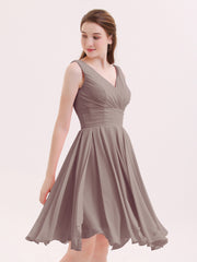 Robe Courte Mousseline avec Col en V Dusk