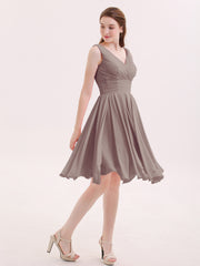 Robe Courte Mousseline avec Col en V Dusk