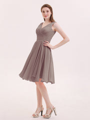 Robe Courte Mousseline avec Col en V Dusk