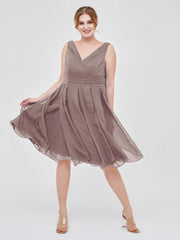 Robe Courte Mousseline avec Col en V Dusk Grande Taille
