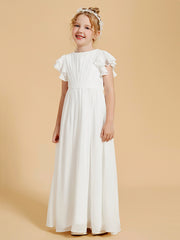 Robe de Fille à Volants et Col en Scoop avec Manches Flottantes