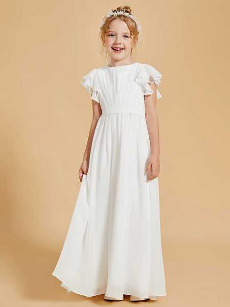 Robe de Fille à Volants et Col en Scoop avec Manches Flottantes