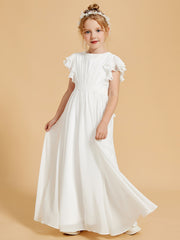 Robe de Fille à Volants et Col en Scoop avec Manches Flottantes