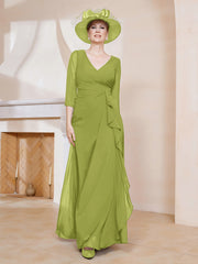 Robe de A-ligne Plissée en Mousseline Longueur au Sol Trèfle