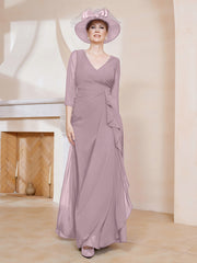 Robe de A-ligne Plissée en Mousseline Longueur au Sol Dusk