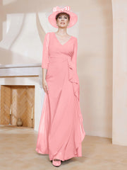 Robe de A-ligne Plissée en Mousseline Longueur au Sol Flamant Grande Taille
