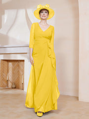 Robe de A-ligne Plissée en Mousseline Longueur au Sol Souci Grande Taille