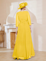 Robe de A-ligne Plissée en Mousseline Longueur au Sol Souci